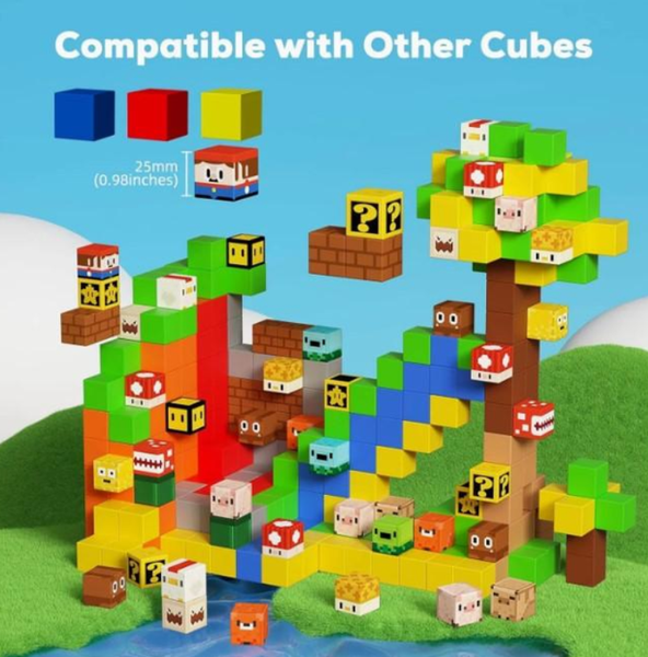 Детский магнитный конструктор кубики магнитные Майнкрафт Minecraft 123 детали 8 фигурок включительно RDF959 фото
