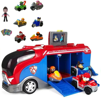 Дитяча вантажівка автобус "Щенячий патруль" Paw patrol патрульовоз трейлер та 6 цуценят GG801A фото
