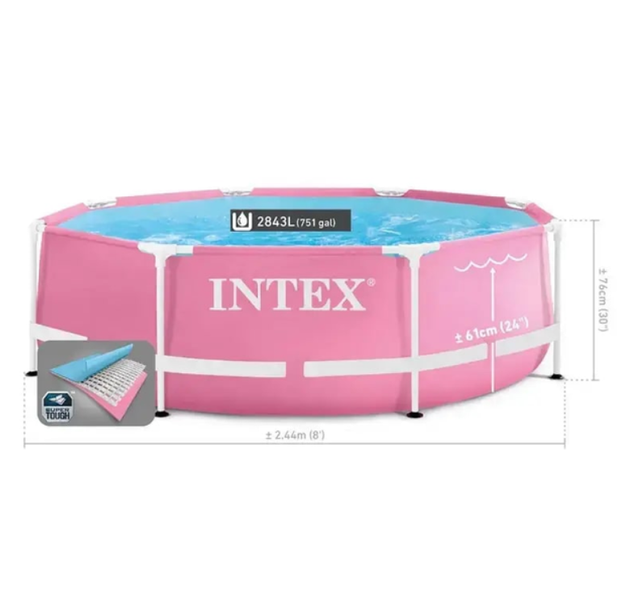 Каркасный бассейн Intex 28290 Metal Frame 244 х 76 см объем 2843 л Розовый 28290 фото
