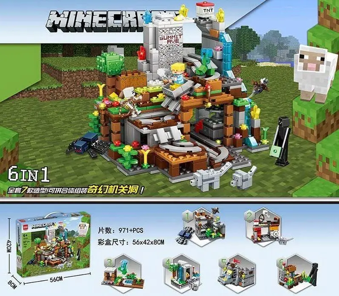 Конструктор 44101 "Minecraft: My World. Шахта Горная пещера 6в1 Майнкрафт" 971 деталь 44101 фото